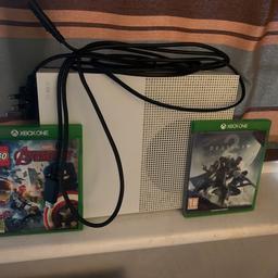 Working perfectly 
Two games
Lego marvel avengers 
Destiny 2
No controller
Comes with HTML cable and power
Offers welcome