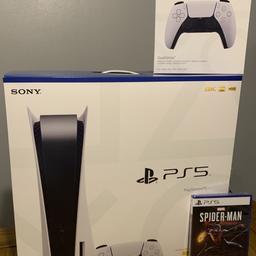 PlayStation 5 with an additional controller, Spider-Man Miles Morales and a pulse 3D headset
All Brand New & Sealed