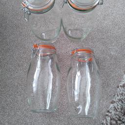 Excellent glass storage jars, with clip seal lids, no chips or cracks.  Collection only SY14YJ.