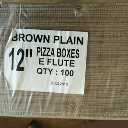 12" Brown Plain Pizza Boxes E Flute x 100