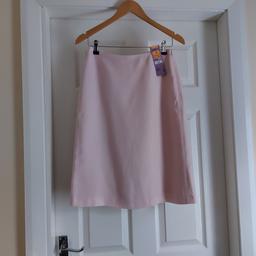 Skirt “Marks&Spenser”Italian Fabric Pale Pink Colour
New With Tags

Actual Size: cm

Length: 61 cm – actual size,
Length: 24 in (UK) Eur 61 cm – on the label.

Length: 62 cm side

Volume Waist: 69 cm – 70 cm

Volume Hips: 84 cm – 87 cm

Size: 10 (UK)

Main Fabric: 65 % Viscose
 19 % Acrylic
 9 % Polyester
 7 % New Wool

Lining: 100 % Viscose

Made in Morocco

Retail Price £ 35.00