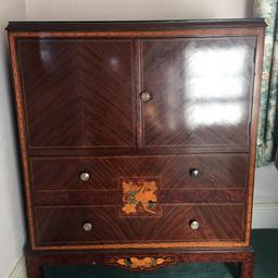 Very unusual Mahogany Inlaid Cupboard with Drawers Below, useful in a bedroom or sitting room circa 1900 to 1930