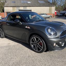 2012 61 plate
Mini Coupe
Cooper S 1.6 turbo
67k
Full history 2 x keys
Book pack
Electric rear spolier
Full leather interior
Cruise
DAB digital
Hands free
Sport mode
Interior colour pack
Areo kit from factory
New timing chain
New alternator
New parking sensor s
New 4x tyres 
New Front and rear brakes 
Immaculate
No faults