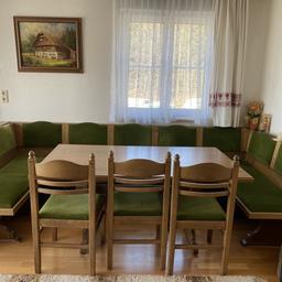 Verkaufe Eckbank+ Tisch + 3 Sesseln
Alles aus Holz
Maße: ganze lange 343 cm, Tiefe 160 cm
Selbstabholung