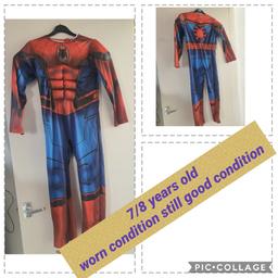 spiderman costume was worn indoors a few times ideal for dressing up ect good condition cash on collect or postage extra £3.10 recorded