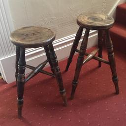 Charming Early 19th Century Stools , Well Used With A Shabby Look , Bought Many Years Ago From A Local Pub.