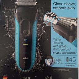 BRAUN Series 3 ProSkin wet or dry electric rechargeable shaver in box. Used only once.