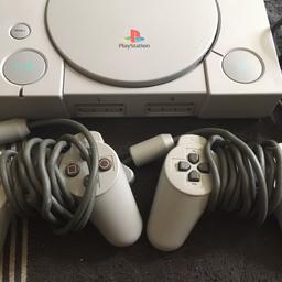 A used ps1 in superb condition 
Works perfect will post 
Grab a retro game console two joy pads and three games of your choice from a vast collection