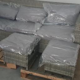 Rattan sofa and 2 stools, comes with cushions as per photo, 8 cm thick cushions
Brand new and assembled ready to use 
1.8mt long sofa
can deliver locally free of charge 
Only one available