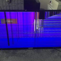 Broken damage screen tv 40 inch up for sale for spares and repairs no returns collection only cash in hand back cover missing for remote no stand required