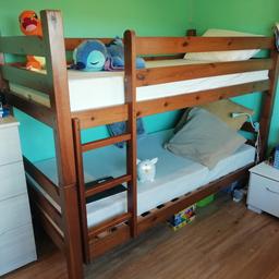 Sturdy heavy duty wooden bunk bed.
Or two individual beds.
All accessories eg screws are included.
Comfortable foam mattresses x1
Collection from eltham Se9 only