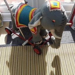 vintage 1950/60s merrytought push along Elephant, 
he does show some signs of wear and tear all over, 
a rare merrytought Elephant to find.
he does have some moth holes and there is pitting to the frame ,
advertised on other sites 
COLLECTION only 
regards