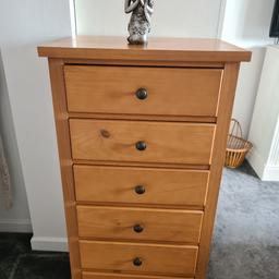 large slim line drawer set , heavy and solid all drawers have runners light oak colour buyer to collect
23.5 width height 46