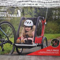 Brand new Halfords childs red bike cycle trailer
box unopened
Collection from Ws4 Pelsall area
Too heavy to post unless you want to arrange your own courier 
