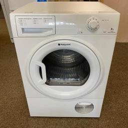 hotpoint white 8kg condenser tumble dryer,(has a green sticker inside of the door so its safe to use and not part of the recall,the odd mark here and there to both sides of the dryer),otherwise its in clean condition,and its in perfect working order,delivery is available.


(comes with 3 month guarantee)


sizes are as follows
height 84.5cm
width 60cm
depth 61cm
MODEL TCFM 80