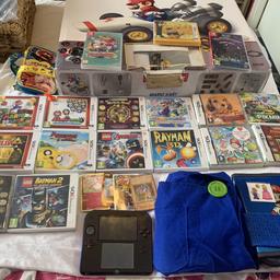 Collection only and prices are firm
Mariokart ds set Couple small bits missing all track/karts/electrics present. £20
Sealed detective pikachu £25
Switch games £30 the pair
Ds games £10 each
Luigi overalls £5
Muppets 3ds case £5
2ds £25 - no charger - free mario case as damaged