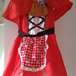 Girls, Little Red Riding Hood dress up costume.
Aged 5-6yrs.
Comes with Little Red Riding Hood outfit, Hood and bag accessory.
Been worn a handful of times.
As shown in last pic there are a few marks on the dress but that can be hand washed out. Apart from that it is in very good condition. Will do someone else a turn.