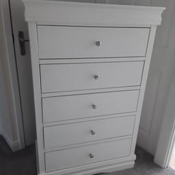 Tall white chest of drawers, only a year old.