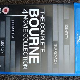 Bourne 4 film collection in BLU-RAY. 
BOURNE IDENTITY
SUPREMACY
UTIMATUM
LEGACY.