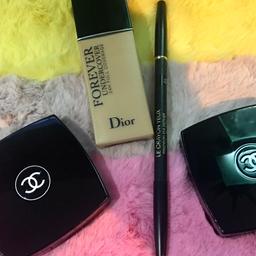 Genuine Chanel and Dior MakeUp

The bundle has been used once but I don’t use these particular colours so seems a waste to have them sitting at my dressing table.

The bundle includes:-

1 x Chanel Black Precision Eye Definer
1 x Iridescent Eye Shadows
1 x Perfect Brows - shade Brun (20)
1 x Dior Forever Undercover 24hr Full Coverage Foundation- Shade 21

Over £175 worth of high end make up

Sent tracked with Royal Mail