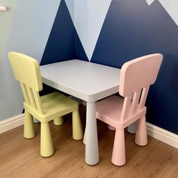 For sale Ikea Mammut kids table in blue and 2 chairs in green and pink
Very good, used condition
Collection only from EN10
Cash on collection
Posted on other sites as well