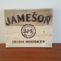 ***Bank Holiday Sale***
Usual Price £5.50

'Jameson' shabby chic bar sign. Handmade from reclaimed timber. Approx. 29x24cm size. Can be wall hung or stand on a shelf or mantelpiece. Has a lacqueured finish to preserve the image and make it hard wearing.
Follow me on facebook and instagram, @beechavecollective