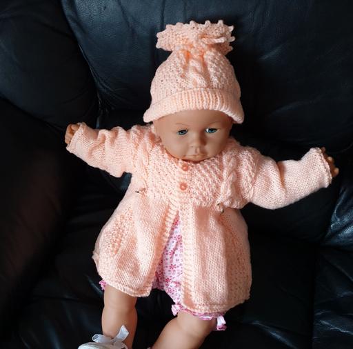 Buy & Sell West Midlands Solihull - Photos for Knitted 0/3m Vintage Style Coat & Hat Apricot