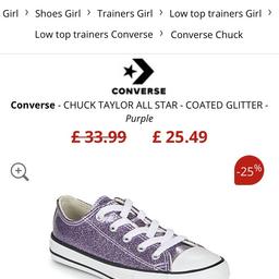 Purple glitter converse size 1 never been worn still boxed box is abit bashed but shoes are fine