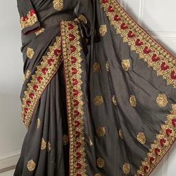 Beautiful saree in dark grey shade comes with blouse size 38/40
Brand New