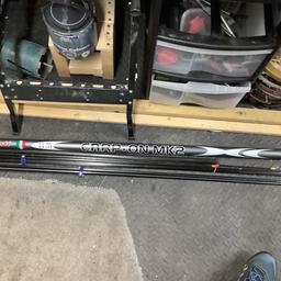 Avanti fishing pole 11 meters with 3 top kits 2 with elastic hardly used...collection Stafford