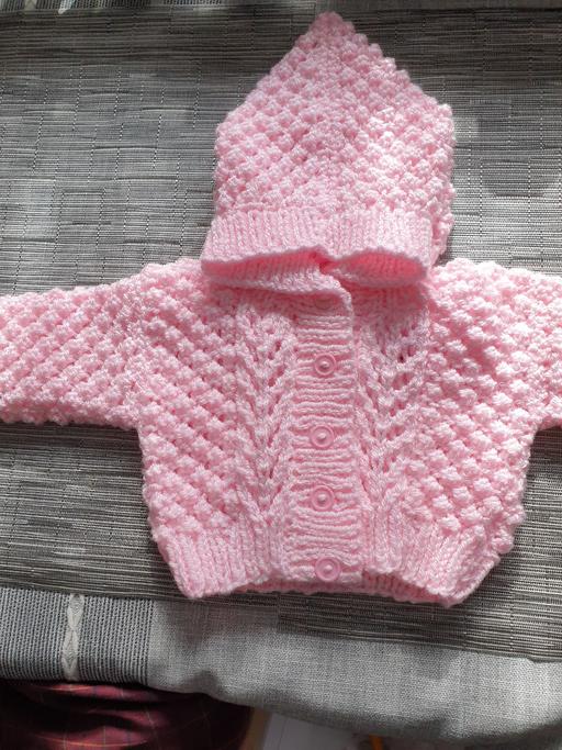 Buy & Sell West Midlands Solihull - Photos for Knitted 0-3m PIXIE HOODIE ARAN WOOL PINK