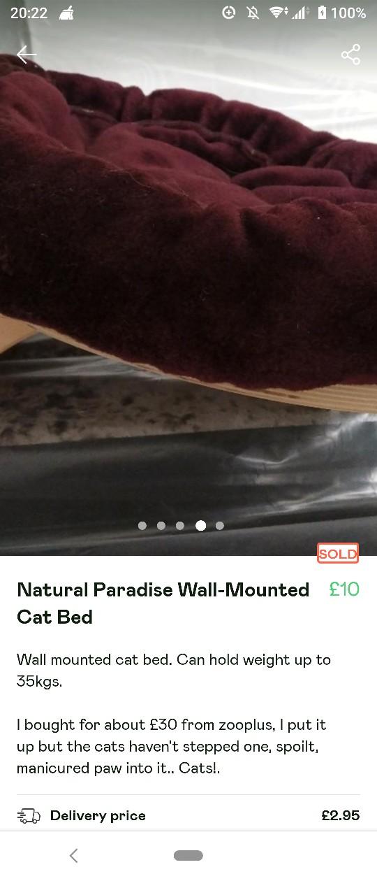 Natural Paradise Wall Mounted Cat Bed in NW6 Brent für 10,00 £ zum