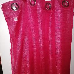 Red glitter Ring top Voile curtains. Size 54x90. 1 pair.