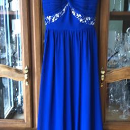 Royal blue prom bridesmaid dress in excellent condition. Size 10. Lovely detail, elasticated back so could fit small 12. Lined, cleaned
Smoke /pet free home
Collection only