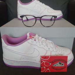 Brand new and boxed 100% authentic or money back. Proof of purchase will be provided to buyer if required.

Everyone loves a white AF1 and these have subtle pink and purple parts.

Will look great in summer. Available in size 4, 5 and 6. 

Trusted seller on here, ebay and i have my own selling page on insta @TheGeeksSneaks.

Nationwide fast delivery available or pick up Stourbridge or Kidderminster.