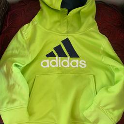 Adidas lime green hoodie size 4T tiny bit pulled at the back as you can see in pictures apart from that fab clean condition