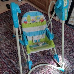 Used but in good condition.
kids also used to manually swing it without batteries.
Foldable frame.
2 in 1. The swing becomes Bouncer by taking the cradle off the swing.