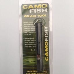 BRAND NEW IN ORIGINAL PACKAGING CAMO FISH BRAID STRIPPER TOOL IDEAL FOR MAKING MANY DIFFERENT TYPES OF RIGS AN ESSENTIAL BIT OF KIT FOR ANY CARP ANGLER £3.50 EACH OR TWO FOR £6 NO OFFERS NO TIME WASTERS PLEASE LOOK AT MY OTHER LISTINGS THANKS CASH OR PAYPAL ONLY NO SHPOCK WALLET OR BANK TRANSFERS THANKS