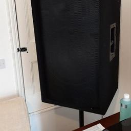 Pair of Celestron 15 inch Speakers good condition with horn tweeters. very powerful with 1 inch bass ports. handles and covers for the speakers. 24 inched high 17 inches wide 17 inches deep. collection only as these will not fit in my car. can be seen working as long as you wear a mask. 500 watts Passive speakers.