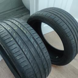 2 x Continental ContiSportContact 5 tires
size 225 40 R18
4-5mm tread on both tires
sold as pair