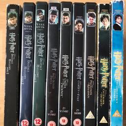 I am selling the entire Harry Potter dvd collection, including 2 Harry Potter and the deathly hallows part 1.
I am selling these due to a clear out, however they have not been used in quite a while.
Please note: these dvds have been packed away and not used for a long time, therefore I cannot guarantee they all work. By buying these dvds, you are accepting the fact that some may not work and I will not take responsibility as I cannot check them all.
I am willing to take offers.
Collection only