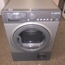 hotpoint 7kg condenser tumble dryer,(colour is silver/grey, has a green sticker on the rear so is safe to use and is not part of the recall),(the odd mark on the plastic panel on the front of the dryer at the bottom,the odd mark here and there on the front door,some cosmetic marks to the bottom right on the front of the dryer just above the plastic panel,some marks to the left edge of the dryer,cosmetic marks here and there to both sides of the dryer),otherwise its in clean condition,and its in perfect working order,delivery is available.

(comes with 3 month guarantee)

sizes are as follows
height 85.0cm
width 59.5cm
depth 61.0cm
MODEL TCFS73B