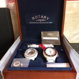 MENS ROTARY SWISS LEGEND NEPTUNE KIT WATCH LTD EDITION ONE ONLY WITH EXTRAS WOODEN ROTARY LTD DISPLAY BOX COST £750 BRAND NEW WITH ALL TAGS SELL £150 
NO OFFERS
