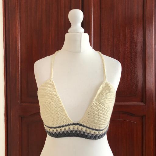 Buy & Sell South West London Sands End - South West London - Photos for Cream grey crochet bikini bra top