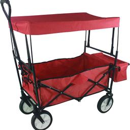 Red collapsible wagon for camping, festivals and beach. Detachable sun shade and a storage compartment at rear. Folds down for storage

Can take the weight of 2 small children (tested) and a load of beach stuff!

These are very hard to find of this quality especially with the sun shade

Collection only