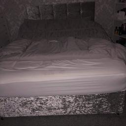 Selling together Double divan bed 2 storage draws come without mattress sliver crush velvet curtains £90 pick up