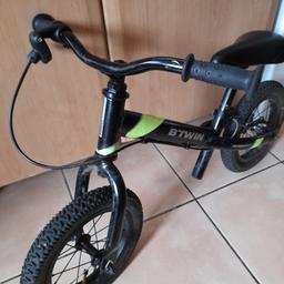 second hand a balance bike. have a breaks and is with 12" real tyres.  Realy easy to use. RPR £79. in a very good condition.  pets and smoke free house
