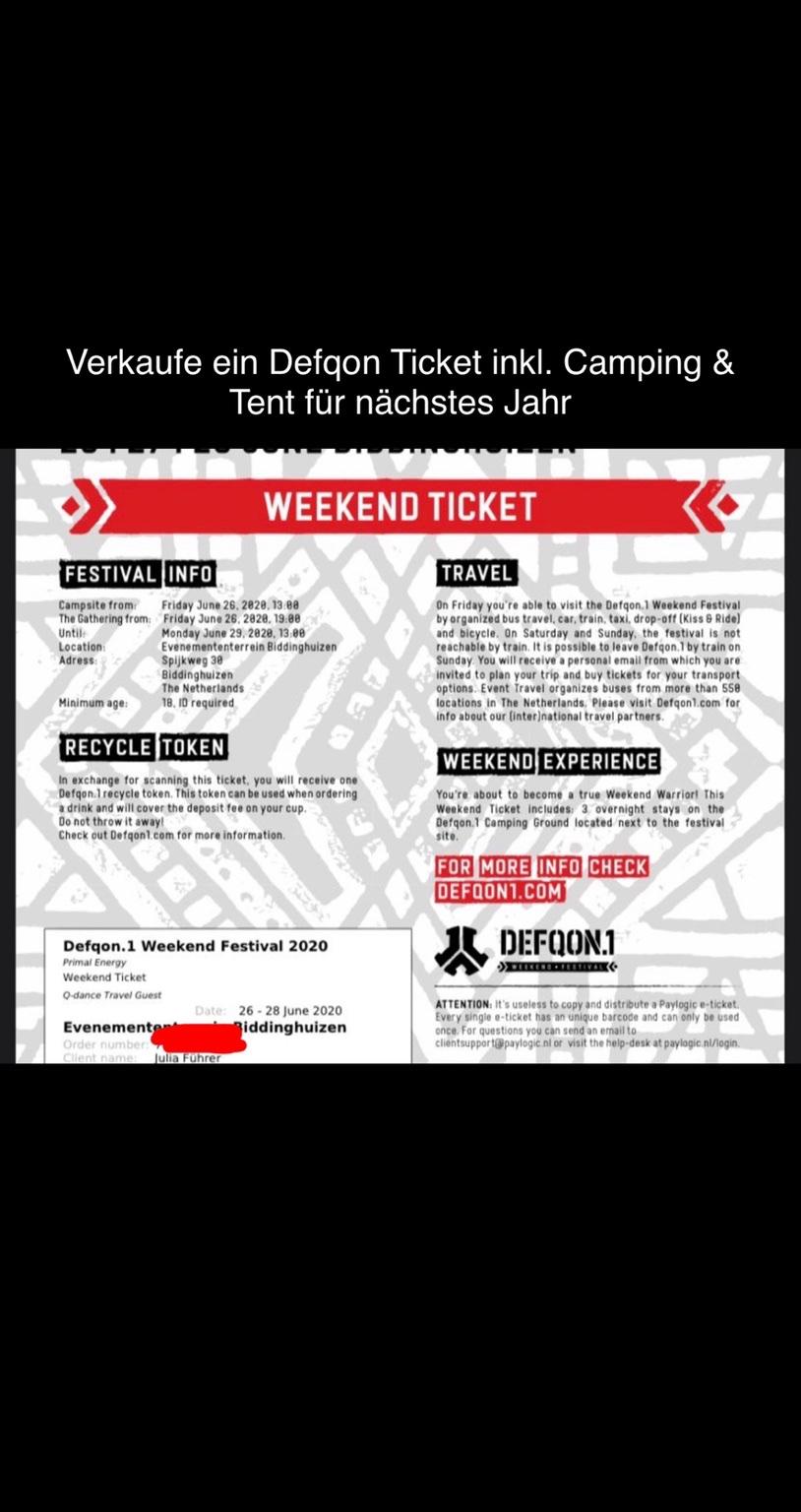 Defqon 1 Ticket inkl. Camping und Zelt in 5233 Pischelsdorf am Engelbach für € 400,00 zum
