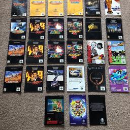 Selling 24 x N64 manuals (acceptable to good condition), 2 x N64 precautions/consumers leaflet ( acceptable), tetrisphere cart (good), mario party 5 GC manual (excellent condition), GC precautions leaflet (excellent condition) and SNES Pagemaster (fair condition)
