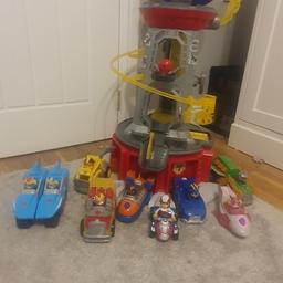 paw patrol interactive tower with lights and sounds.

All characters included and all cars included 

will deliver somewhere near